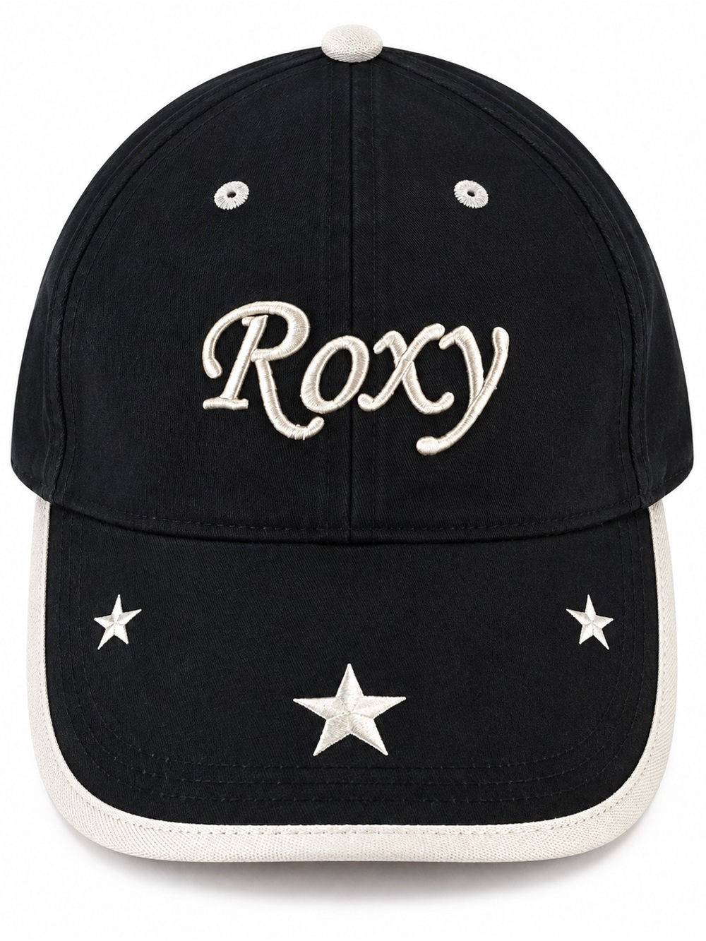Roxy Women’s Black White Star Logo Baseball Cap Y2K Surf Hat